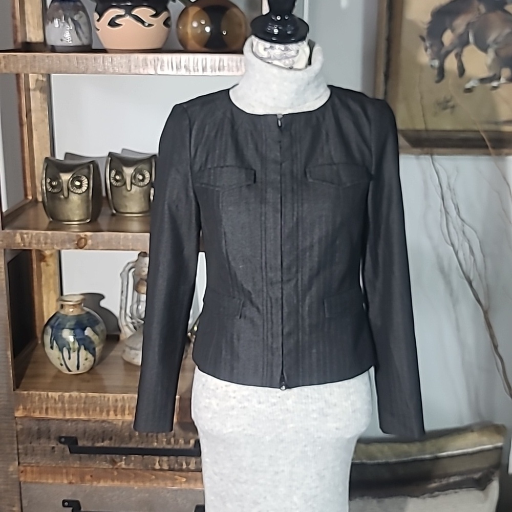 Semantiks Black Women's Zipper Front Jacket Blazer - Picture 4 of 11